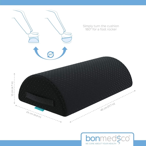 3-i-1 Ottoman Skrivbordsfotstöd - Ergonomiskt Fotstöd, Knästöd och Pall, (med Halkfri Yta/Tvättbart Överdrag) Grå grey Semi-circular anti-slip