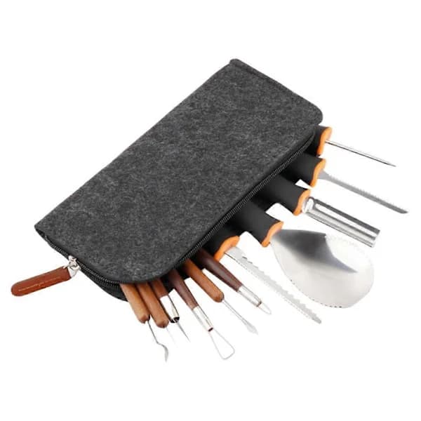 Precision Pumpkin Carving Tool Kit, Engraving Knives, 11 Pieces, Felt Bag