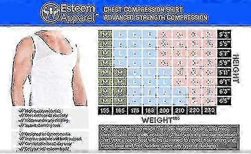 Men's Compression Shirt to Hide Gynecomastia/Man Boobs White L white L