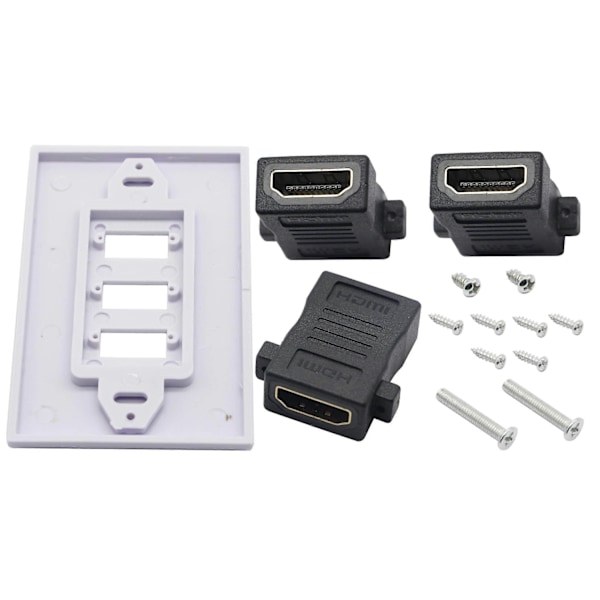 3-Portars HDMI 2.0 Väggplatta, HDMI-komponent, Kompositljud, Väggfäste, Stöder 4K 60Hz 1080P Perfekt (3 HDMI) - Perfet