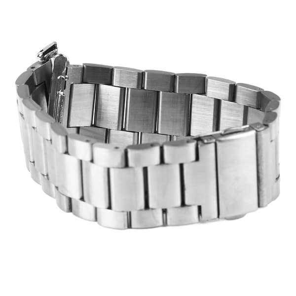 Smartwatch band with double snap clasp 3 beads stainless steel replacement strap for Mi Band 8 Pro Silver