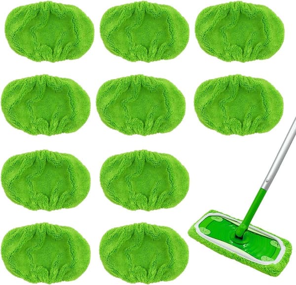 10 premium våde gulvklude til Swiffer Sweeper – grøn erstatning, perfekt pasform, langtidsholdbar