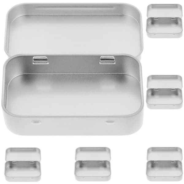 6 pcs Storage Boxes Lid Aluminum Cans Tin Cans Metal Cans Gift Box Small Tin Box Christmas Cookie Jar