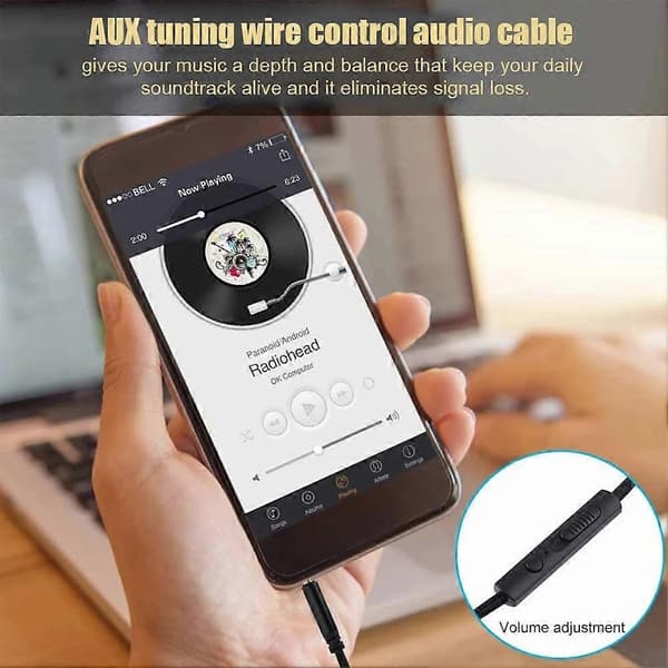 1,2 m Hovedtelefonkabel Audio Forlængerkabel Jack 3,5 mm til 3,5 mm Han til Han Aux Kabel Ledning