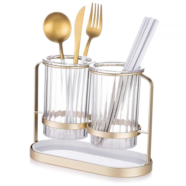Kitchen Utensil Holder and Organizer, with Golden Iron Frame