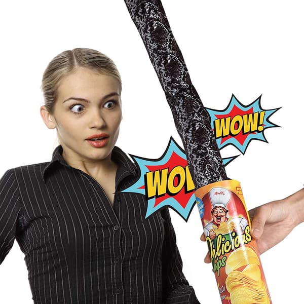 Halloweenfest potatischips ormburk, rolig klassisk konserverad orm skämt, konserverad orm skämt presentleksak
