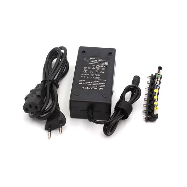 96W Multifunktionel Laptop-oplader Justerbar Spænding Strømadapter, Sort