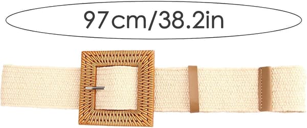 Elastisk stråvevd belte for kvinner, elastisk belte for kvinner beige - Beige