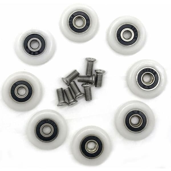 8 erstatningshjul for dusjdører med 23 mm diameter