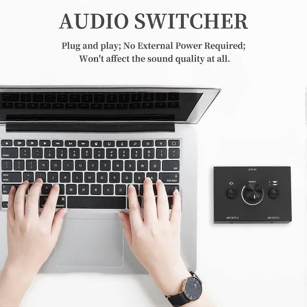 3.5mm Audio Switch, 2 Inputs 1 Output/1 Input 2 Outputs Audio Splitter Switch, Audio Switch Box