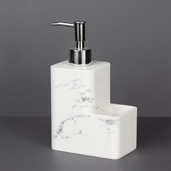 Liquid soap dispenser pump bottle, specially designed for dish soap, helps organize kitchen or bathroom countertops. white