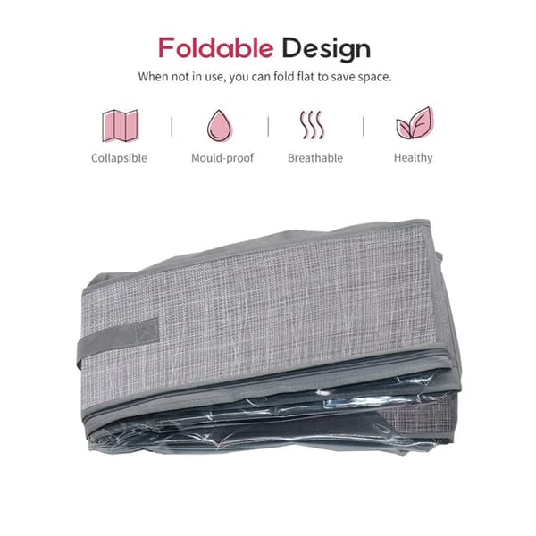 Under Bed Storage Organizer, Shoe Storage Bag, Foldable Non-Woven Storage Bag with Handle, Dustproof Storage Tool (Line Grey)