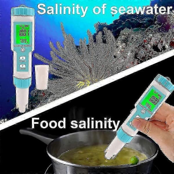 Orapxi Pool Salinity Tester 5 In 1 Digital Saltwater Ph And Salinity Meter Pool Ph And Salinity Test [DB]
