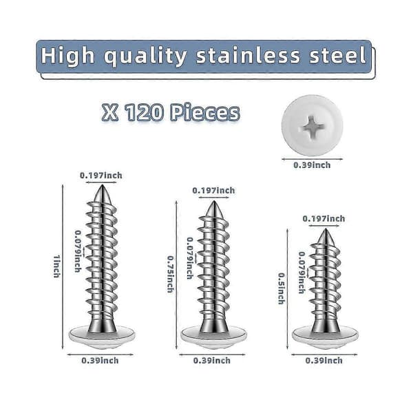 White Wood Screws White Sheet Metal Screw Thread Flat Head Quick Self-Tapping White Panel Cabinet Screws