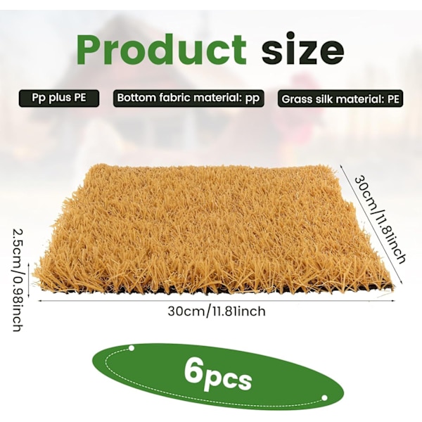 Washable Artificial Grass Nesting Pads 6 Pcs, Chicken Coop Bedding for Laying Hens Egg Box