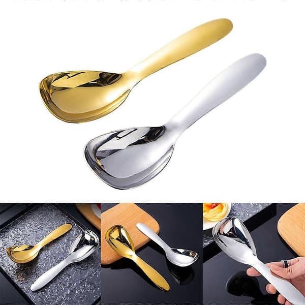 Short Handle Soup Spoons Rice Spoons Large Serving Spoons Dishwasher Safe Silver Silver