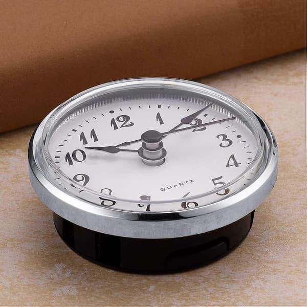 2.8 inch/70 mm Quartz Clock Insert, Gold Rim, Arabic Numerals, Quartz Movement (Silver Rim) [DB]