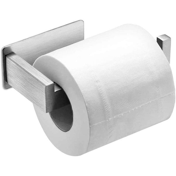 Itseliimautuva WC-paperiteline ruostumattomasta teräksestä, WC-paperiteline ilman porausta, WC-paperiteline, hopea