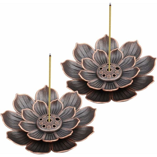 2-pack Lotus Incense Holders, Incense Stand, 6 Holes with Ash Catcher, Stick Incense Burner