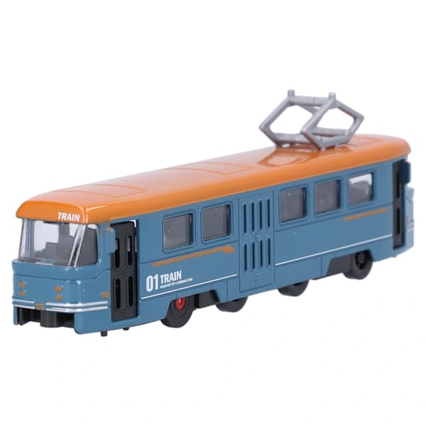 Toy Bus for Kids, Alloy, Pull-Back Function, Simulation Model, Blue, Birthday Gift