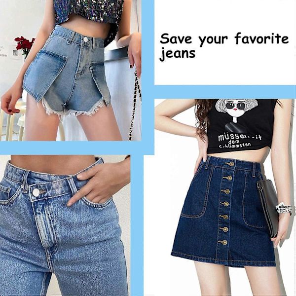 Jeans Buttons, No-Sew Replacement Jean Buttons, Adjustable and Removable Instant Button (10pcs, silver)