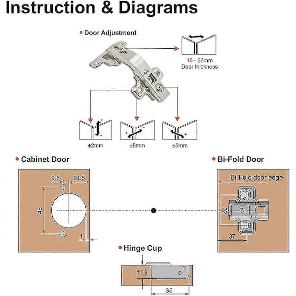 135 Degree Cabinet Hinge Foldable Kitchen Folding Combination Cabinet Door Hinge Chg135 (2-pack)