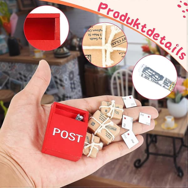 Elf Accessories Mailbox Elf Construction Site, 1/12 Miniature Newspaper Elf Mailbox Package Envelope Set for Dollhouse Room Decoration