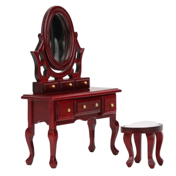 1:12 Dollhouse Miniature Bedroom Furniture Dressing Table Stool Model Toy Accessories Simulation Dressing Table