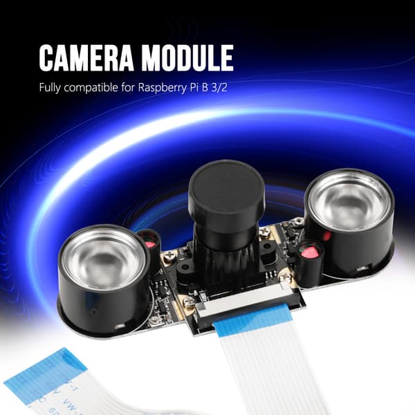 1 stk 5MP kameramodulkort 72° med nattsyn LED-fylllys for Raspberry Pi B 3/2
