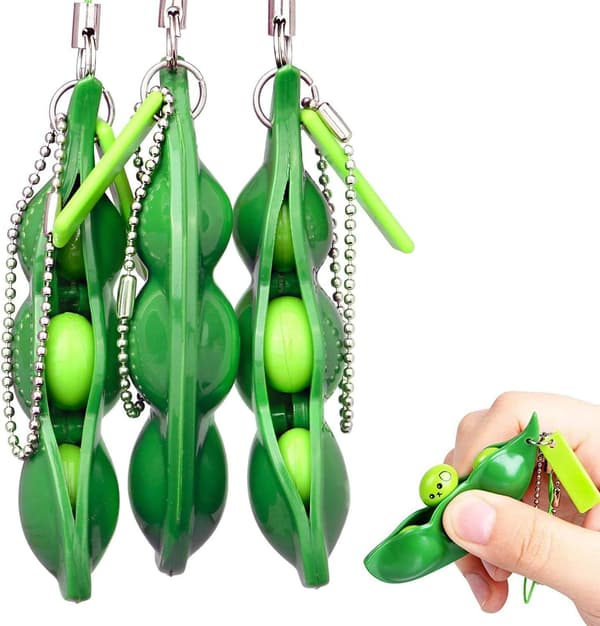 Fidget Toys, 3-pack Pea Bean Nyckelring Leksak Tryckavlastande Rolig Fidget