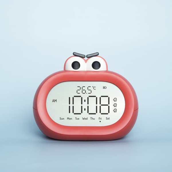 1 stk. rød børnevenlig digital vækkeur med natlys og timer