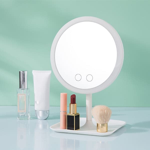 3 farver Lys LED Makeup Light Vanity Kosmetisk Skrivebordsopbevaring Dæmpbar Tryk Skærm, Hvid