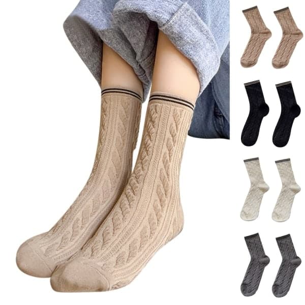 Jacquardsockor för damer för höst och vinter, familjeset med julstrumpor
