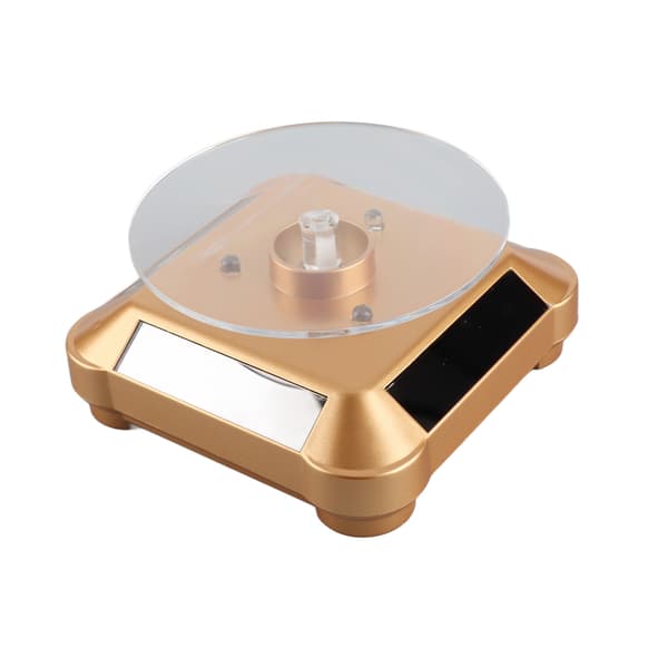 Solar Powered LED Electric Rotating Display Stand for Jewelry Phone Gold with Light