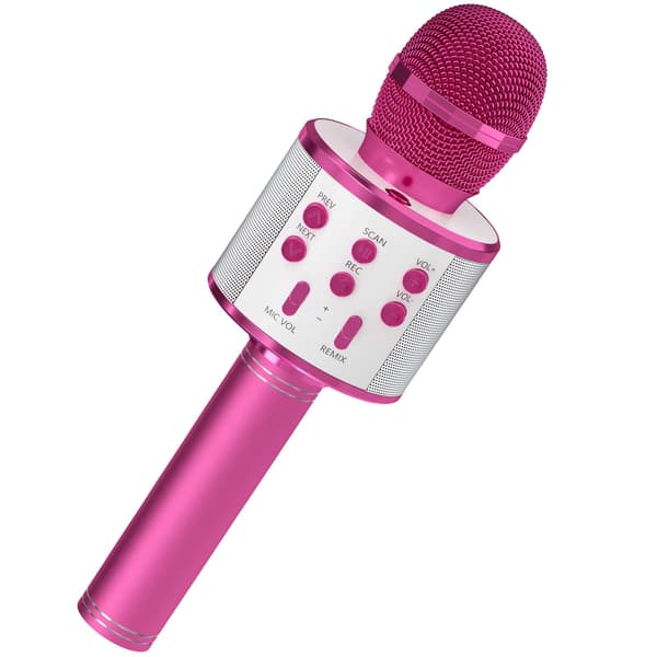 Karaokemikrofoni kaiuttimella - Ruusunpunainen