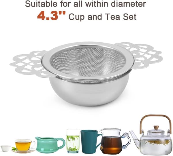 2-pak teinfusere med skål, teinfuser i rustfrit stål til løst te, fint net til 2,5-4 tommer kopåbning