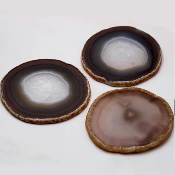 Drink Coaster Natural Agate Green Round Heat Resistant Stone Coaster For Kitchen Dining Table Drink (FMY)