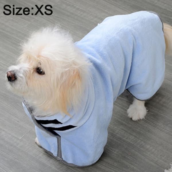 Microfiber Dog Bathrobe, Highly Absorbent, Adjustable Collar Size, Quick-Drying, Prevents Hair Loss - XS