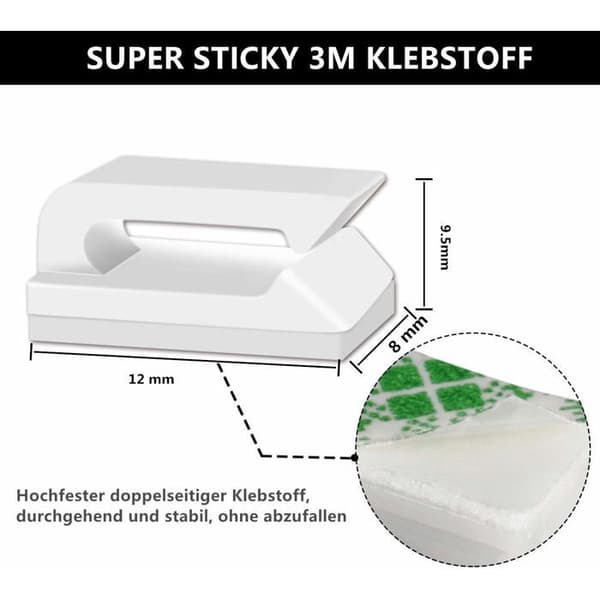 Selvklæbende kabelbindere - 100 stk. - Hvid - Velegnet til kabelhåndtering