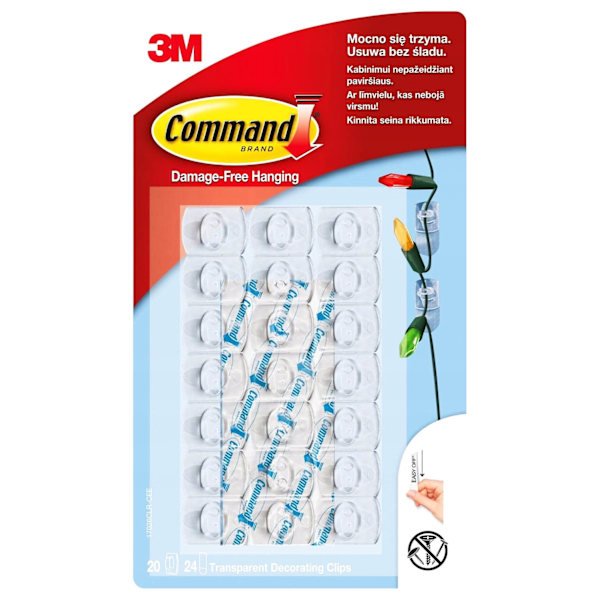 Command Transparent Adhesive Hooks 20 pcs