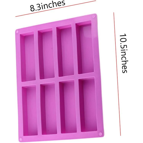Rectangular Silicone Molds, 8 Cavity DIY Soap Molds, Baking Pan Cake Mold Biscuit Chocolate Mold, Ice Cube Tray and More