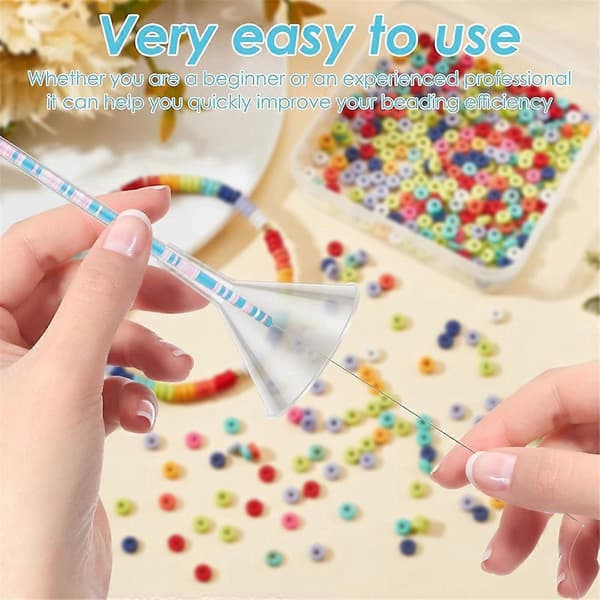 Bead funnel for clay beads, bracelet making kit for clay beads, complete bead funnel kit with beads