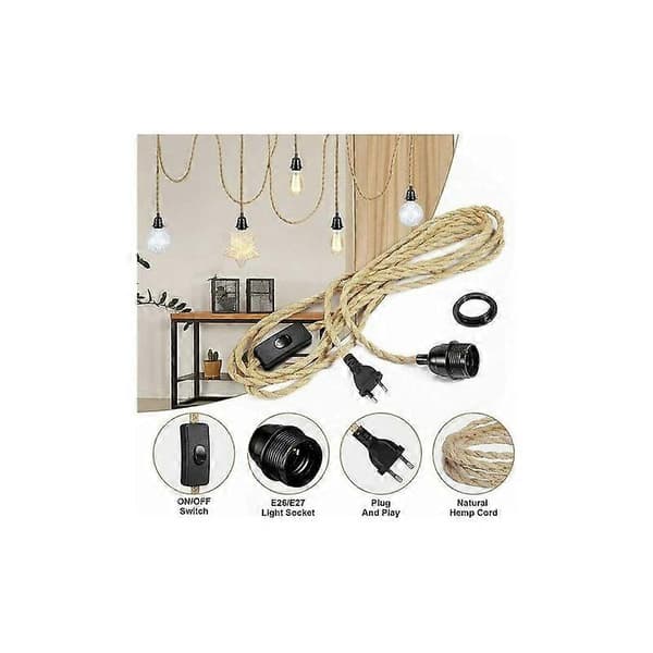 Retro Loftlampe med Reb, E27-fatning og 4,5 m Kabel