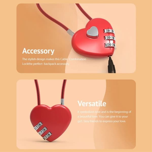 Heart 13.5 cm Combination Lock Padlock Storage Cabinet Code Lock