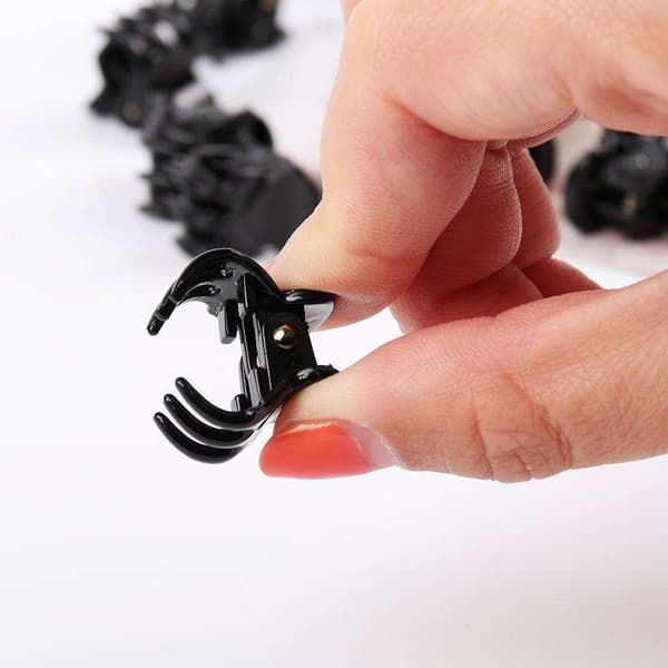 12-pack Small Black Hair Clips 15x10mm -
