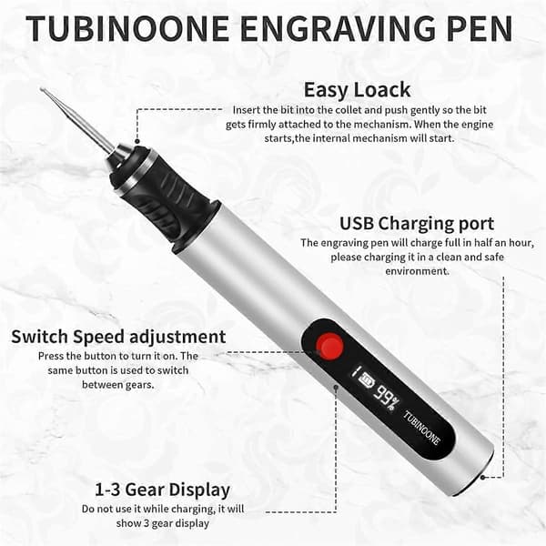 Engraving Pen, for Artists & DIY Enthusiasts - Engrave 50+ Surfaces - Beginner-Friendly - Rechargeable - 30 Bi