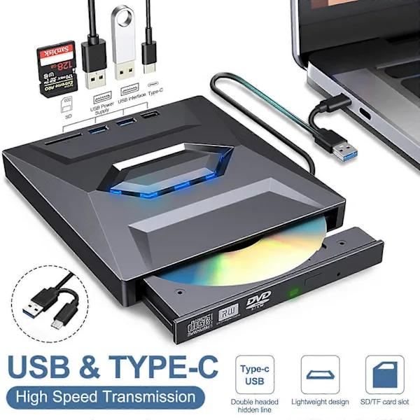 USB 3.0 ekstern DVD CD-brænder til bærbar computer og PC [JUN]