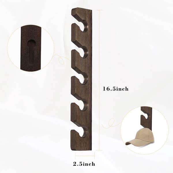 Hat rack, wall-mounted hat holder, cap rack, cap storage, wooden coat rack, brown, 1 piece