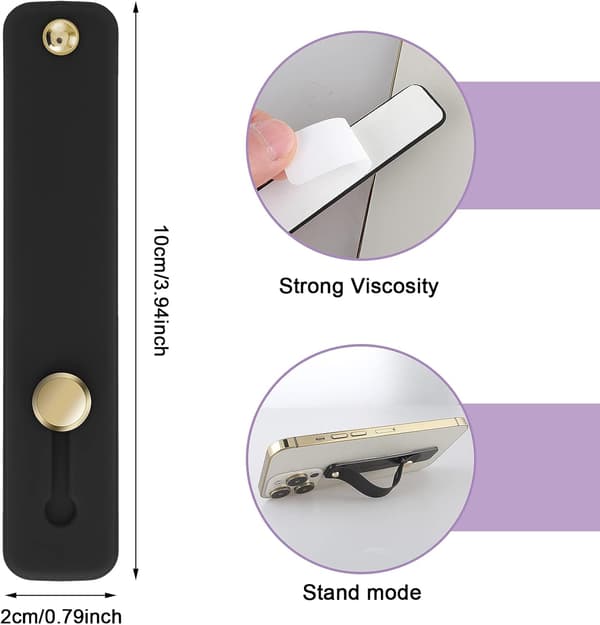 Generelt silikone mobiltelefon fingerstativ, velegnet til de fleste smartphones (2, sort)