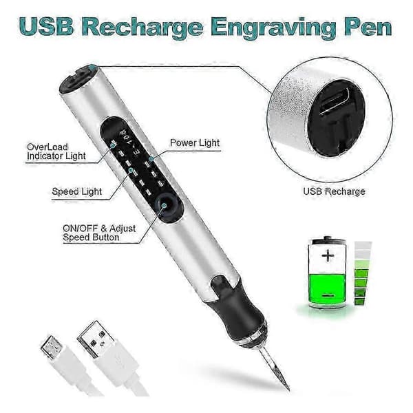 Engraving Pen, Electric Engraving Tool Kit USB Rechargeable Engraving Pen Micro Cordless Carving Tool For DIY Art